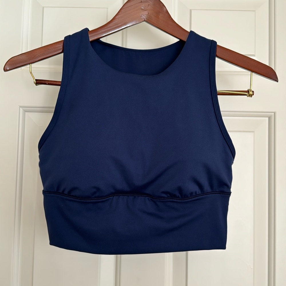 All in Motion Sports Bra Size M Navy Blue Padded Stretchy Comfy